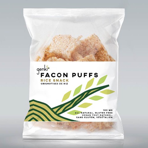 Label Design for organic rice snack “Facon Puffs”