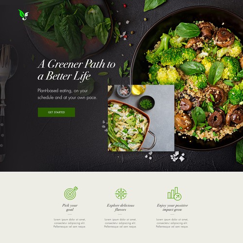 Create a appetizing landing page for a plant-based eating platform