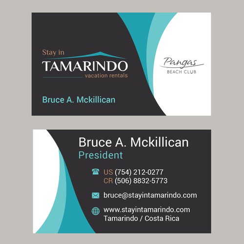 Business card for a rental company