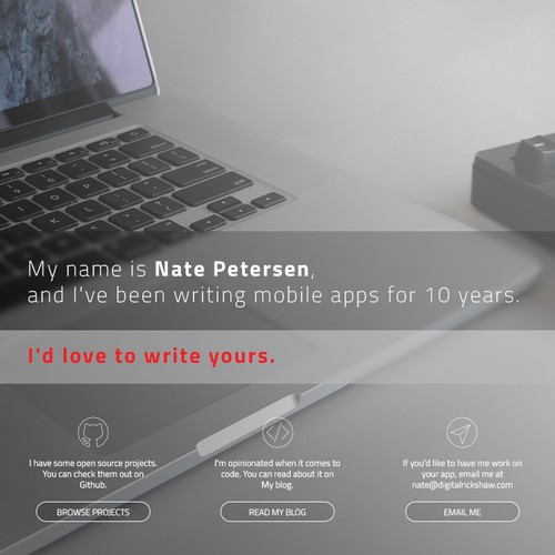 Design a simple, elegant, but whimsical page for a freelance developer