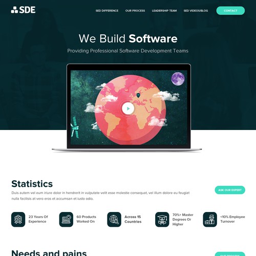 Software company landing page