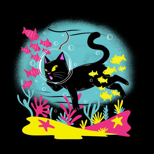 cat under water 
