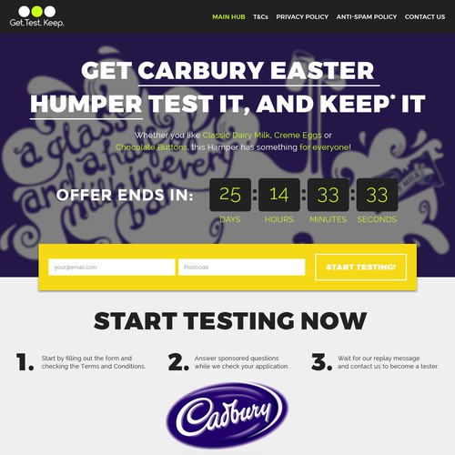 Get.Test.Keep. Landing Page