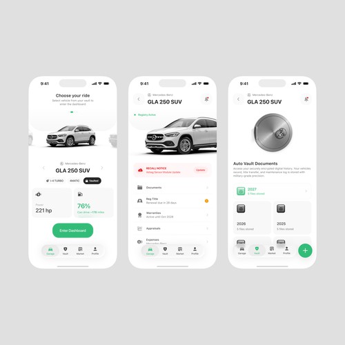 AutoVault: Automotive mobile app ui design