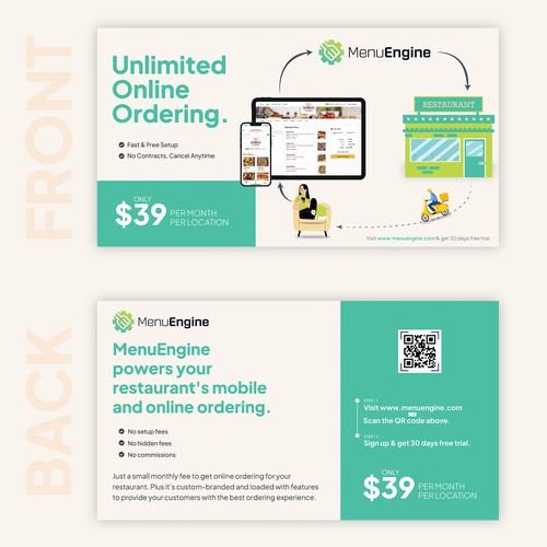 Postcard design for a restaurant online ordering system