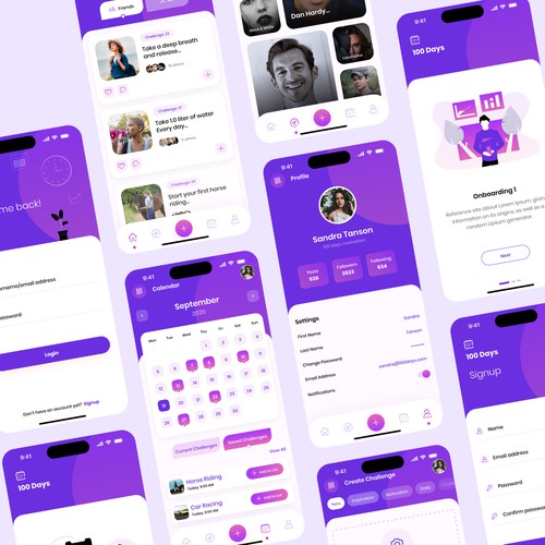 100 Days Schedule Social app design