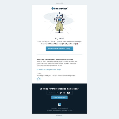 Simple, Clean & Fun Survey Email