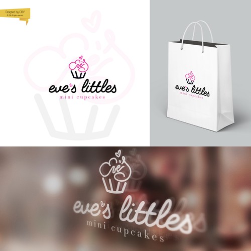 Mini cupcake logo with vintage, sweet pink appeal