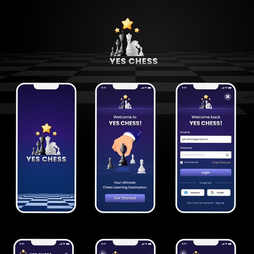 App design for a new chess video and puzzle app