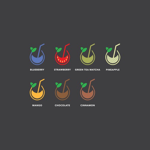 Icon design for different smoothie tastes