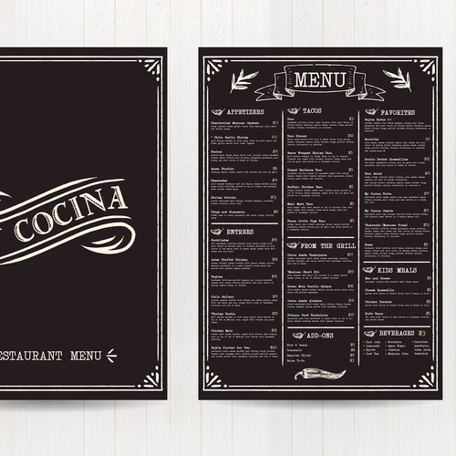 Restaurant menu