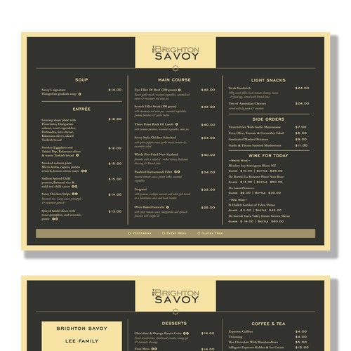 Brighton Savoy Restaurant menu