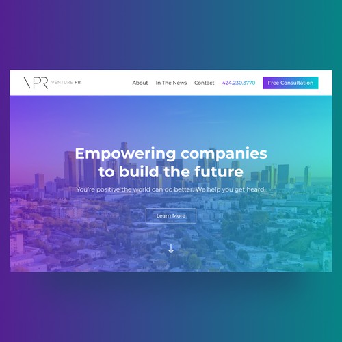 Venture PR Home Page Redesign