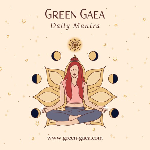 Line Art Illustration Green Gaea Mantra
