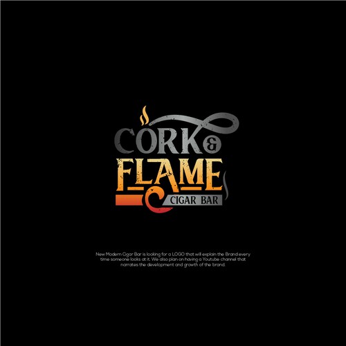 Cork & Flame Cigar bar logo design