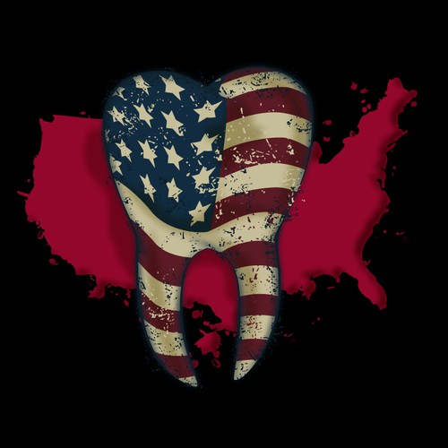 Tooth with American Flag illustration
