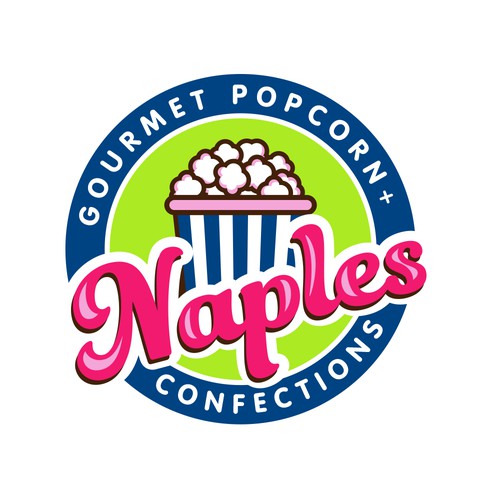 Logo concept for popcorn and candy company