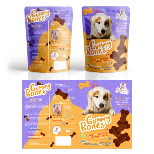 Packaging of gummies for dogs.