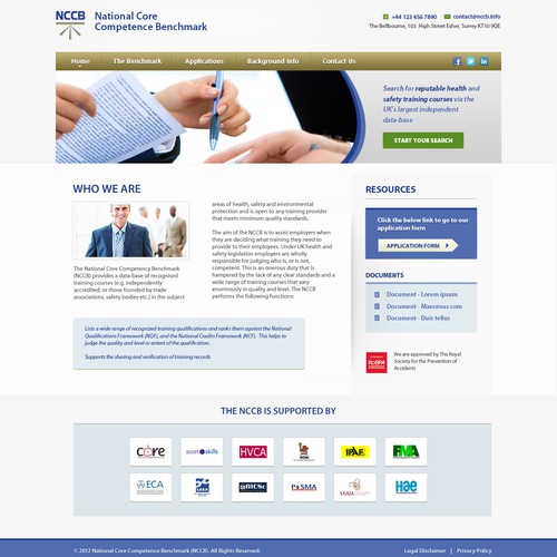 Website design for National Core Competence Benchmark