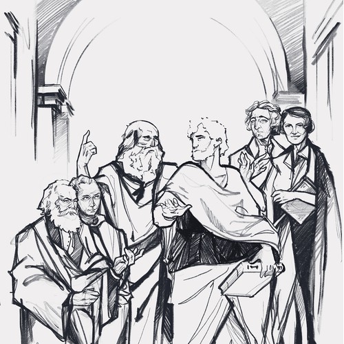 School of Athens Magazine Cover Reinterpretation