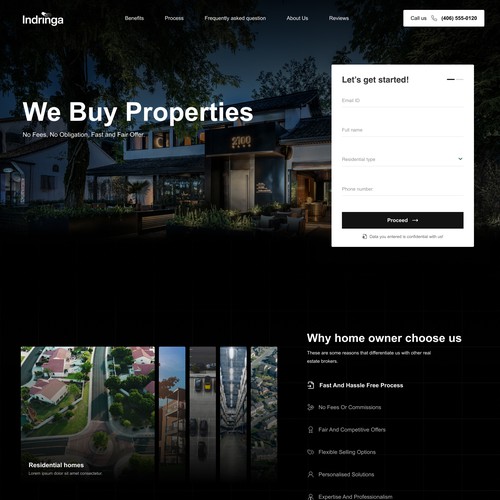 Indringa landing page design