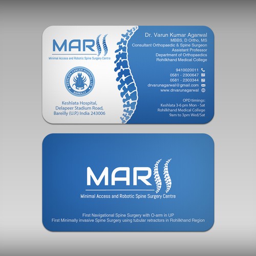 design a visiting card for spine surgeon