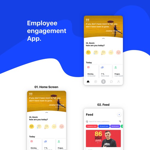 UX&UI design for employee engagement app.