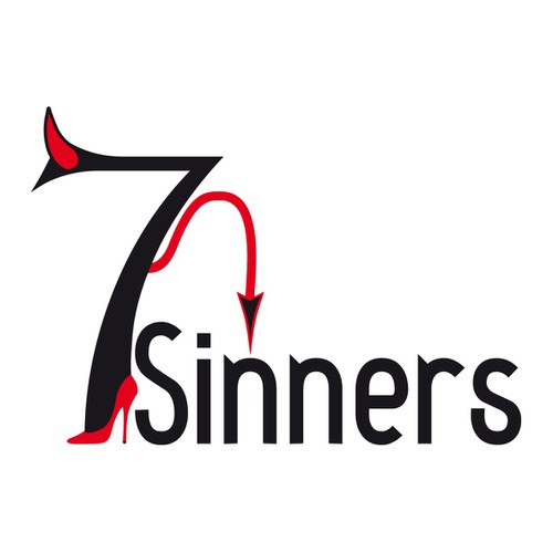 Create an edgy logo for a revolutionary UNISEX t-shirt line called: 7 Sinners