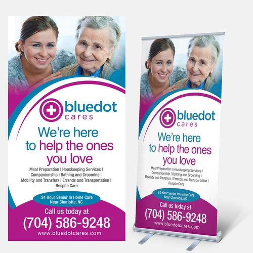 an eye catching 48" retractable banner for BlueDot Cares!