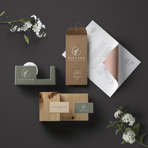 Logo and brand identitiy for Elevana natural cosmetics brand