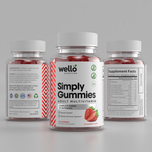 Multi vitamin gummies label design