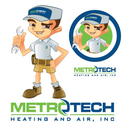 Create a mascot illustration for METROTECH Heating and Air