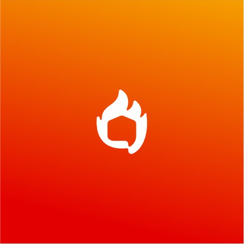chat logo, house and fire