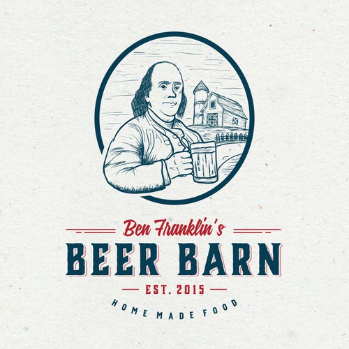 create an "eye catching" logo for Ben Franklin's Beer Barn