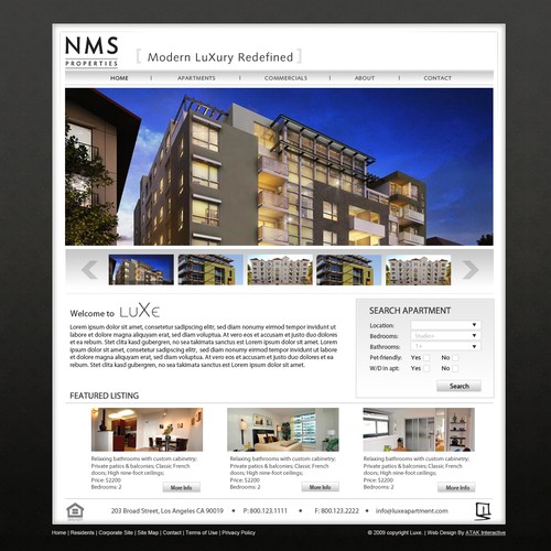 Website Design for Hip Modern Luxury Apartments in LA area