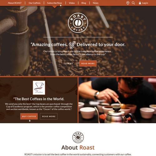 Design website for new global coffee company "Roast.com"