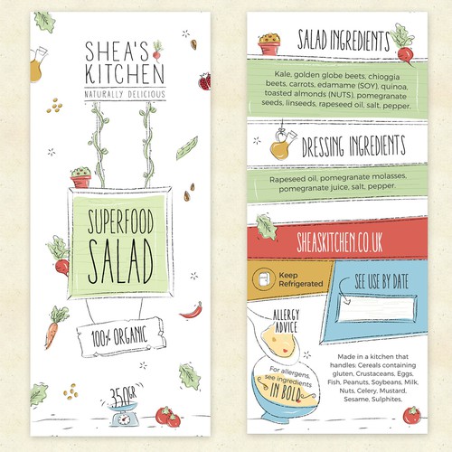 Packaging label for a food brand