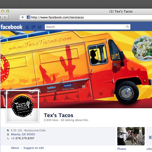 Facebook Landing Page --- Tex's Tacos - the original Nueva Texicana food truck (Voted #1 Food Truck in Atlanta)