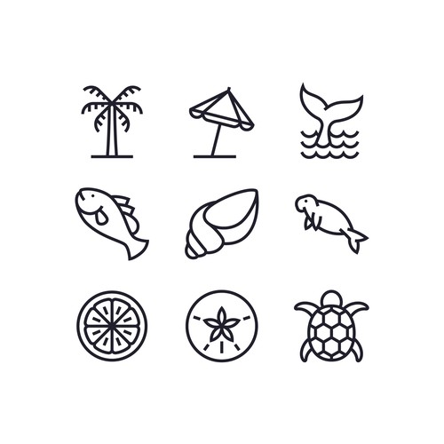 Beach icon set