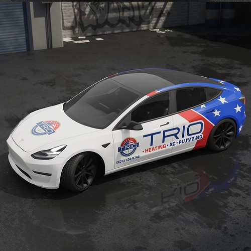 TRIO Heating & Air Tesla Model 3 wrap