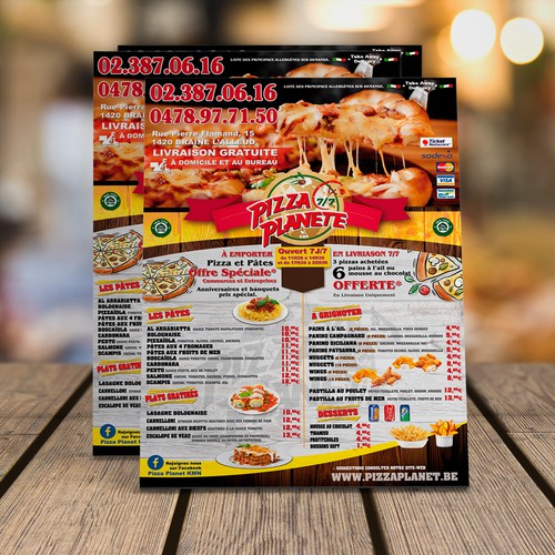 Pizza Planete Flyer with Menu Belgium 