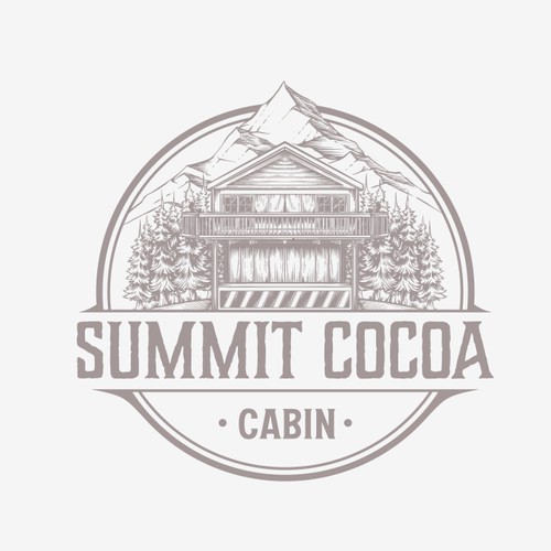 Mountain Top Rustic Cocoa Cabin Logo Design