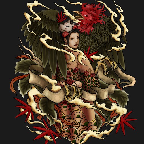 Lady and Phoenix Tattoo