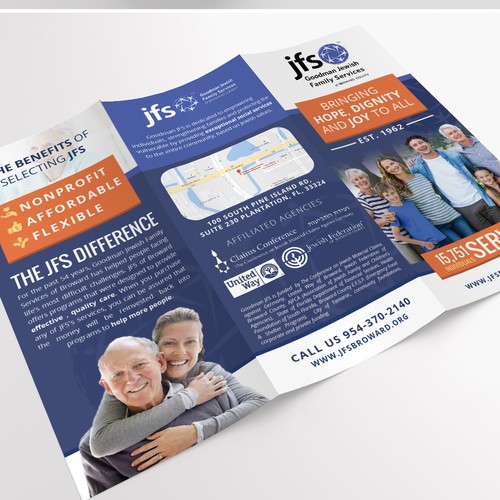 Tri-fold brochure for Jewish Family Home Care