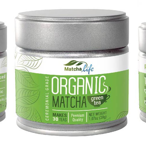 Create an amazing product label for organic MatchaLife matcha green tea!