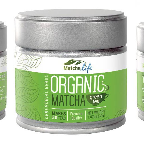 Create an amazing product label for organic MatchaLife matcha green tea!