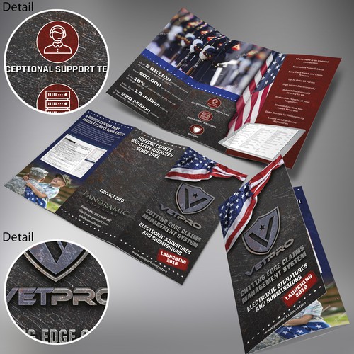 Tri-fold brochure design for a VetPro