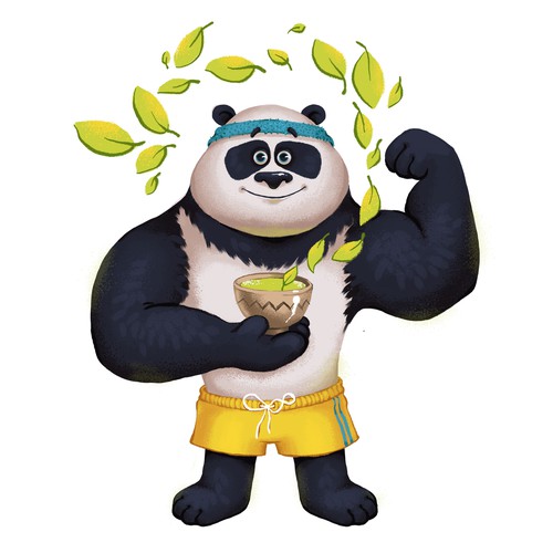 A cute and healthy PANDA mascot to be designed for brand organic teas, food, sports supplements