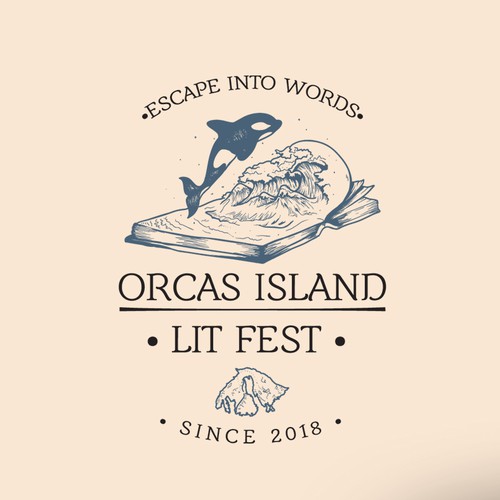 Hand Drawn Organic Orca Island Literature Festival Logo Design