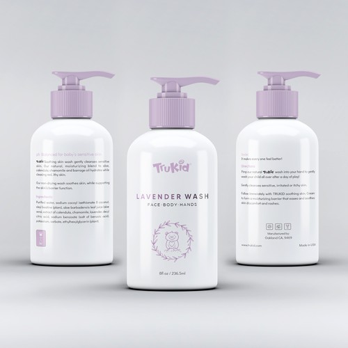 Trukid Lavender Wash Product Label Design Concept